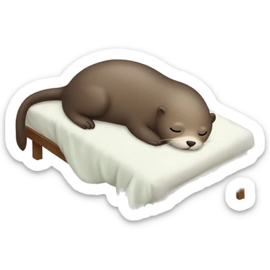 Sleepy Otter with pijama tucked in bed sticker