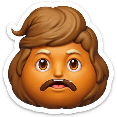 the poop emogi, a pile of poop in trumps image   none of those are what i want  i want the poop emogi with trumps face renbdered in poop, with an orange cast, and his wig on top nope sticker
