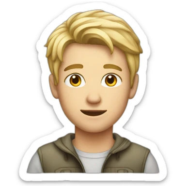 A pretty, light-haired, short-haired young man  sticker
