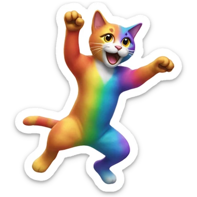 Rainbow cat jumping  sticker