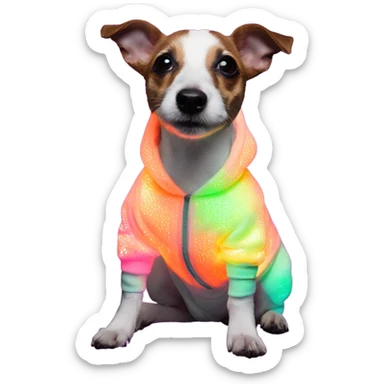 Jack Russel terrier in black light up led onesie sticker