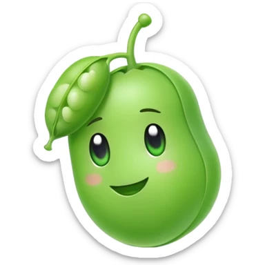 cute green pea with a single airpod in one ear sticker