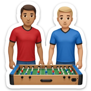 Make Foosball emoji only 2 players in the same bar, one blue and one red sticker