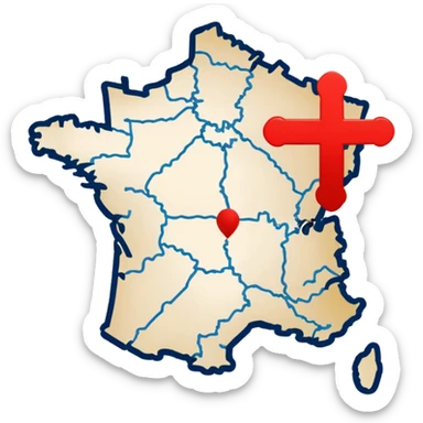 map of france with red crosess where stands Lille and Brest sticker