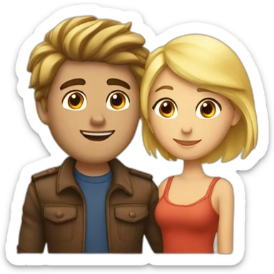 Amoureux homme brun femme blonde sticker