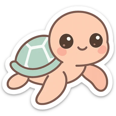 adorable baby hawksbill turtle, big eyes, soft colors sticker