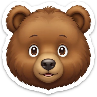 Simple cartoon brown bear with round ears sticker