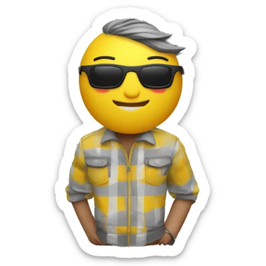 1 SOLO EMOJI AMARILLO 3D CON LENTES DE SOL CUADRADOS Y FACCION SERIA sticker