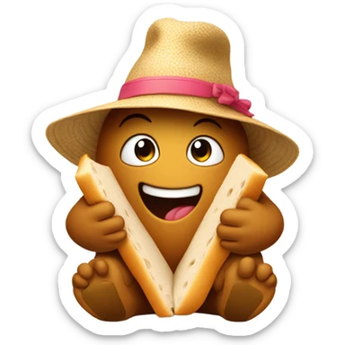 A poo with a sunhat eating a sandwich  sticker