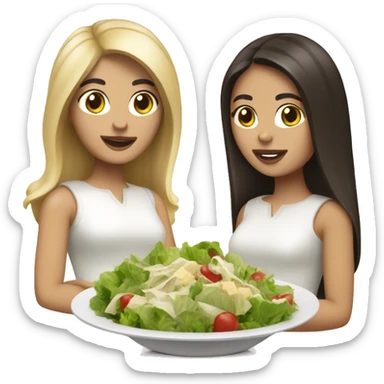 a brunette and a blonde who love caesar salad sticker