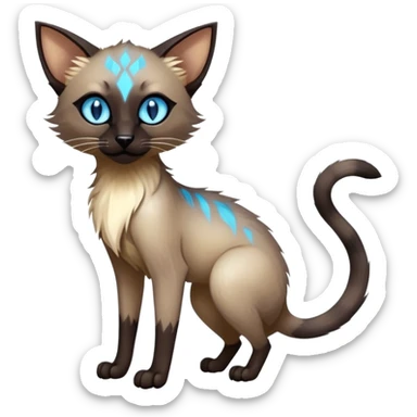 Colorful exotic tropical shiny Fantasy-Siamese-Fakémon-Lykoi-feline-hybrid (full body) sticker