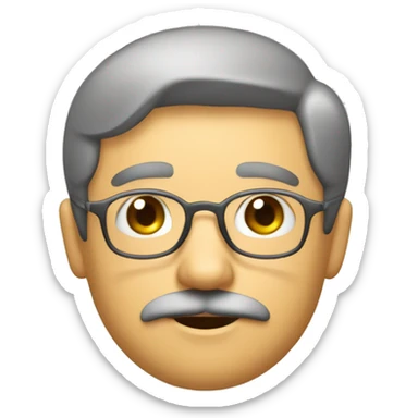 menino, usando óculos, bigode, calvo, olhos castanhos, pardo sticker