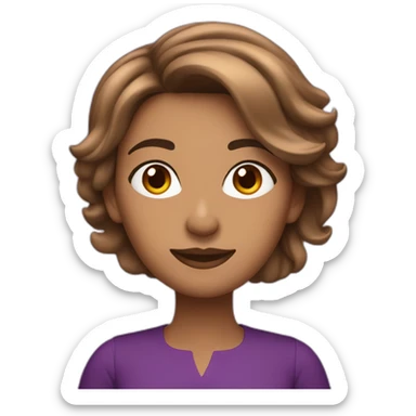 MUJER MAESTRA CABELLO MARRON CON MECHAS VIOLETAS sticker