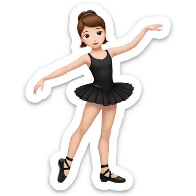 menina cabelos castanhos vestida de roupas de jazz e sapatilhas pretas sticker