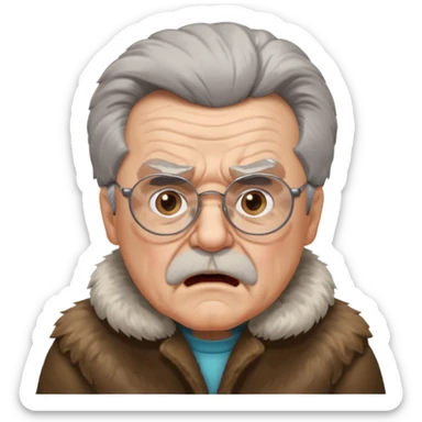 make old old man like 80 with gray hair and fur has HUGE EYE brows and glasses and is always mad and gay sticker