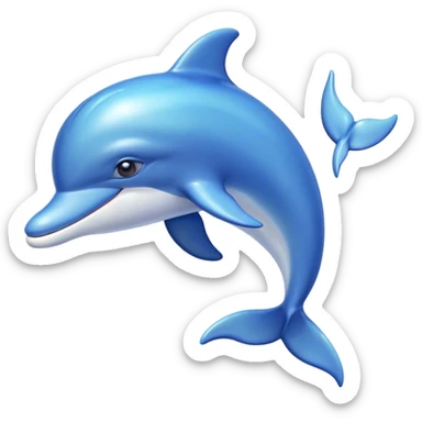 Beautiful and Majestic Dolphin Portrait Emoji, Radiating serene elegance and adorable charm with a graceful, streamlined form and luminous, glossy blue skin that shimmers under the sun, gentle, expressive eyes and a soft, content smile, Simplified yet exquisitely endearing features, highly detailed, glowing with a soft, majestic aquatic light, high shine, calm and enchanting, stylized with an air of timeless oceanic beauty, soft glowing outline, capturing the essence of a beautiful and majestic dolphin that embodies the pure magic of the sea! sticker