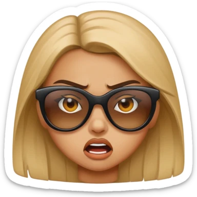 angry girl with sunglasses sticker