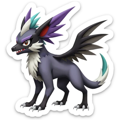 Noibat-Noivern-Mightyena-Silvally-Fakémon-hybrid-creature (full body)  sticker