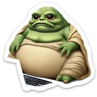 Jabba the Hutt from Star Wars with a laptop sticker