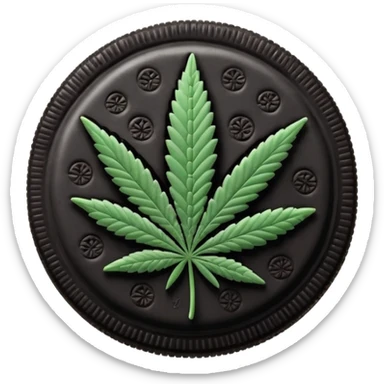 black and white oreo cookies with cannabis leaf sticker
