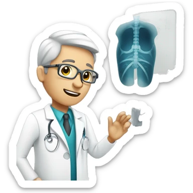 Orthopedic doctor watching an X-ray sticker