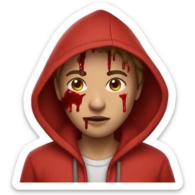 wearing red hoodie bloodied out sticker