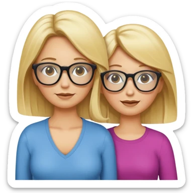 je voudrai un emoji d'une maman blonde avec des lunettes et de sa fille aux cheveux longs et blonds avec des lunettes sticker