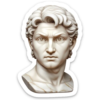 Cinematic Realistic Michelangelo's David Sculpture Emoji, depicted as a masterful Renaissance statue with idealized proportions and a serene noble expression, rendered with lifelike marble textures and soft classical lighting that captures its timeless beauty. sticker