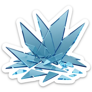 3D render of Broken Glass Shards, forensic investigation aesthetic, sterile clinical lighting, cool blue undertones, sharp high-contrast details, professional clean look. sticker