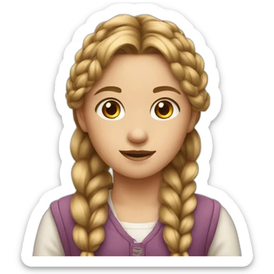 A young girl with long hair in a braid sticker
