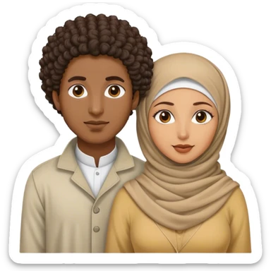 a black curly hair man and a bengali hijabi women sticker