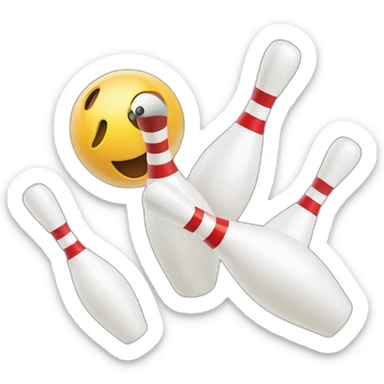 bowling ball is knocking down 3 pins sticker