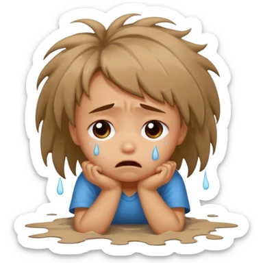 child crying laying on floor sticker