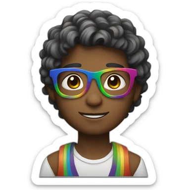 rainbow artist boy sticker