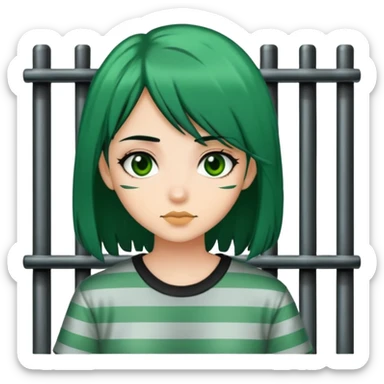 Girl with green and black hair in jail sticker