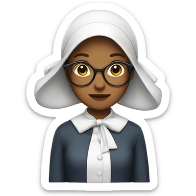 A girl with a bonnet and glasses sticker