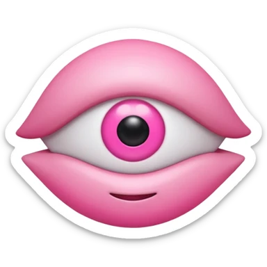genera un emoji 3d en formato ios de un ojo con eyeliner rosa sticker
