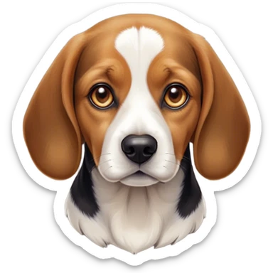Cinematic Noble Beagle Portrait Emoji, Poised and regal, with a compact, sturdy build and a well-groomed coat of white, brown, and black, deep-set soulful hazel eyes, Simplified yet sharp and sophisticated features, highly detailed, glowing with a soft, dignified glow, high shine, intelligent and loyal, stylized with an air of strength, focused and attentive, soft glowing outline, capturing the essence of a watchful and confident companion, so majestic it feels as though it could step out of the screen with effortless authority! sticker