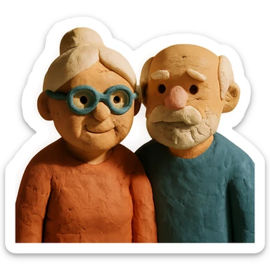elderly white grandmother and grandfather together sticker
