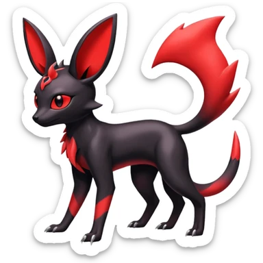  Shiny red Umbreon-Salandit-Jolteon-fusion sticker