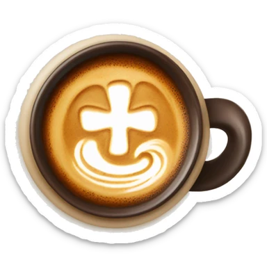 Coffee with latte art of cross sticker