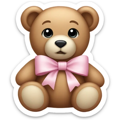 Teddy bear with light pink bow  sticker
