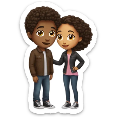 Mixed girl and her mixed boyfriend kissing  sticker