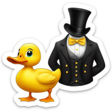 surprised yellow duck with a black millionaire suit and top-hat sticker