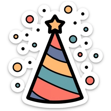 party hat with confetti sticker