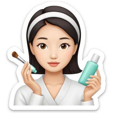 Asian women doing facial beauty sticker