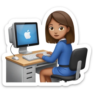 a girl entering/walking a computer room in an organized manner sticker
