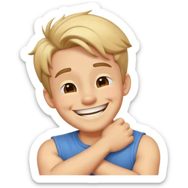 Crossed arms holding neck laughing guy sticker