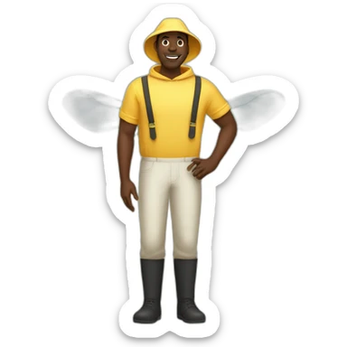tall Black man as a beekeeper holding comb full body sticker