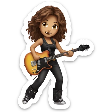 A rocker dancing girl with brown hair sticker
